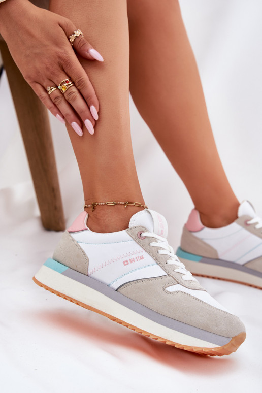 zo semišu Tenisky model obuvi Dámske Big Star RR274A047 HI-POLY SYSTEM béžová-biela farba zo semišu Tenisky model obuvi Dámske Big Star RR274A047 HI-POLY SYSTEM béžová-biela farba