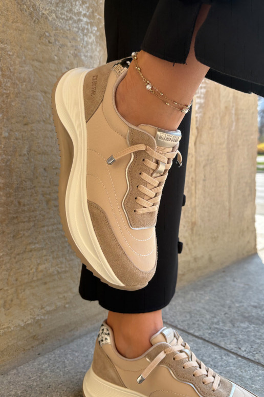 zo semišu Tenisky model obuvi Dámske s platformou Big Star RR274A345 HI-POLY SYSTEM béžová zo semišu Tenisky model obuvi Dámske s platformou Big Star RR274A345 HI-POLY SYSTEM béžová