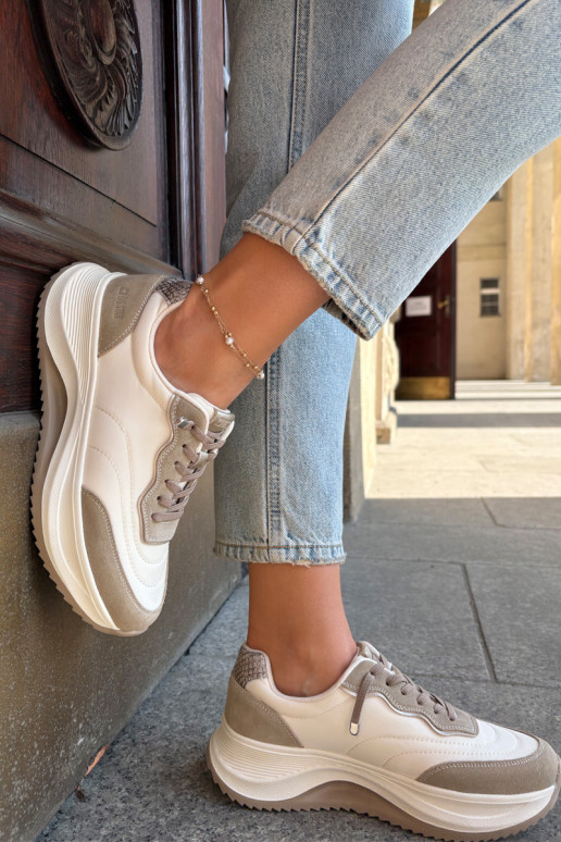 zo semišu Tenisky model obuvi Dámske s platformou Big Star RR274A344 HI-POLY SYSTEM béžová