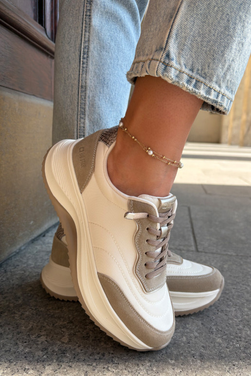 zo semišu Tenisky model obuvi Dámske s platformou Big Star RR274A344 HI-POLY SYSTEM béžová