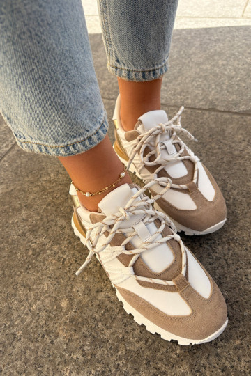 Kožené topánky Tenisky model obuvi Dámske Artiker 56C1738 béžová-zlatej farby