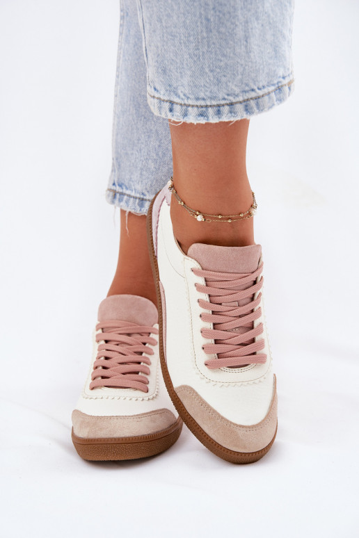 Kožené Tenisky model obuvi Dámske Zazoo N1220 biela farba Kožené Tenisky model obuvi Dámske Zazoo N1220 biela farba