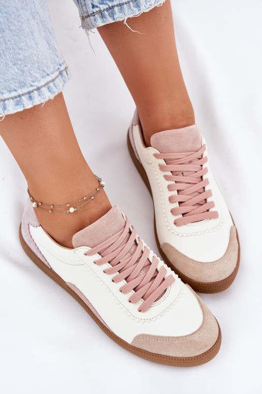 Kožené Tenisky model obuvi Dámske Zazoo N1220 biela farba Kožené Tenisky model obuvi Dámske Zazoo N1220 biela farba