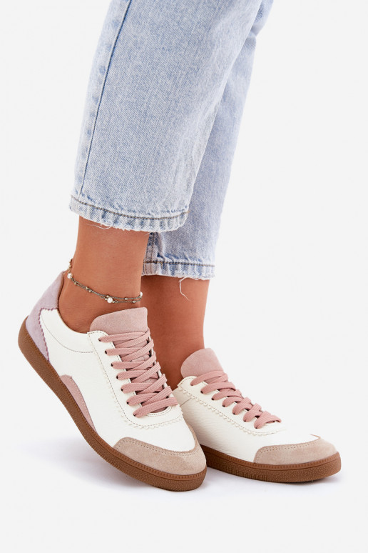 Kožené Tenisky model obuvi Dámske Zazoo N1220 biela farba Kožené Tenisky model obuvi Dámske Zazoo N1220 biela farba