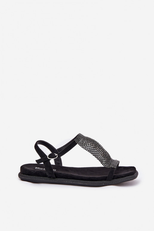 rovná sa Elegantný štýl Dámske sandále so svietiacimi otvormi Artiker 56C1370 čierna rovná sa Elegantný štýl Dámske sandále so svietiacimi otvormi Artiker 56C1370 čierna