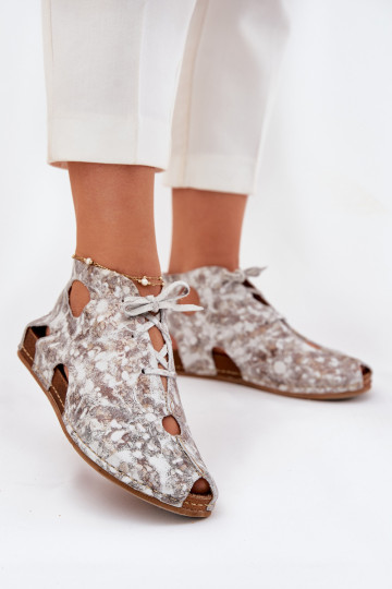 Vzorované Kožené Čižmy Máciejka 03426-46 biely-béžová