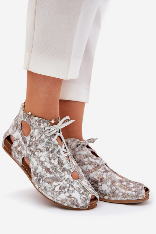 Vzorované Kožené Čižmy Máciejka 03426-46 biely-béžová