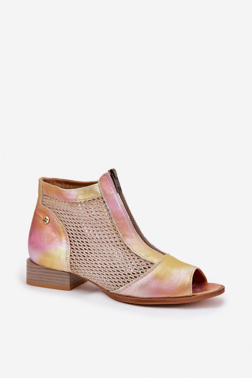 Kožené Dámske čižmy so širokými podpätkamiOdkrytymi Palcami Máciejka 06413-15 Ružová-oranžová Kožené Dámske čižmy so širokými podpätkamiOdkrytymi Palcami Máciejka 06413-15 Ružová-oranžová