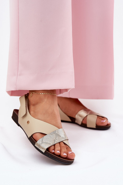 Dámske sandále s lepiacimi spojkami Zazoo 40141 béžová-zlatej farby Dámske sandále s lepiacimi spojkami Zazoo 40141 béžová-zlatej farby