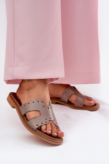 Zazoo 40326 Dámske Papuče S ozdobnými výrezmi béžová 2