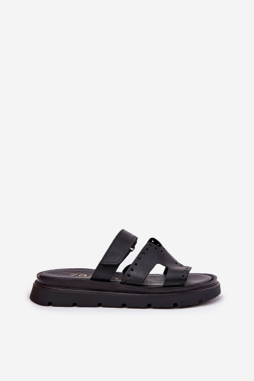 Dámske papučeZapnutéturalnej Skóry s platformou Zazoo 40440 čierna Dámske papučeZapnutéturalnej Skóry s platformou Zazoo 40440 čierna