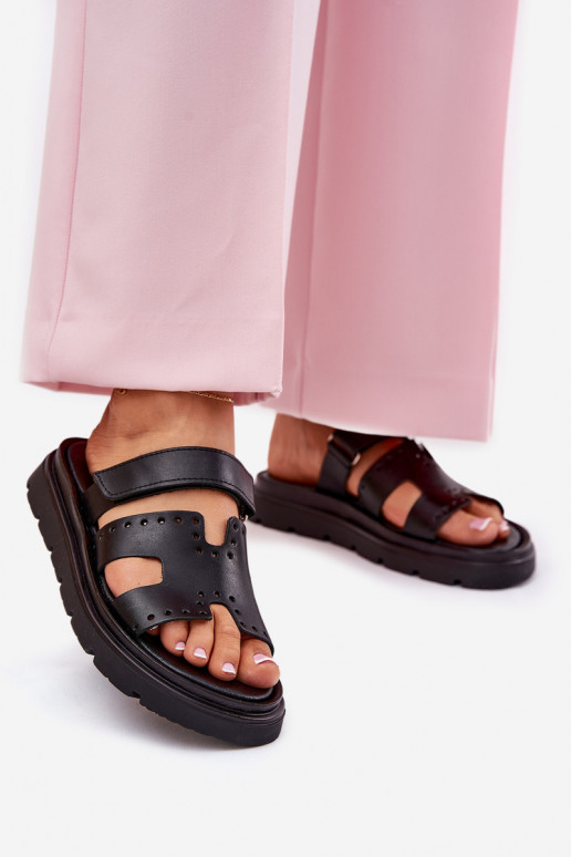 Dámske papučeZapnutéturalnej Skóry s platformou Zazoo 40440 čierna Dámske papučeZapnutéturalnej Skóry s platformou Zazoo 40440 čierna