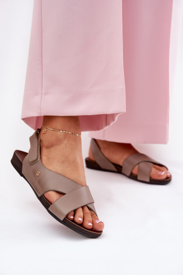 Dámske sandále s lepiacimi spojkami Zazoo 40141 béžová