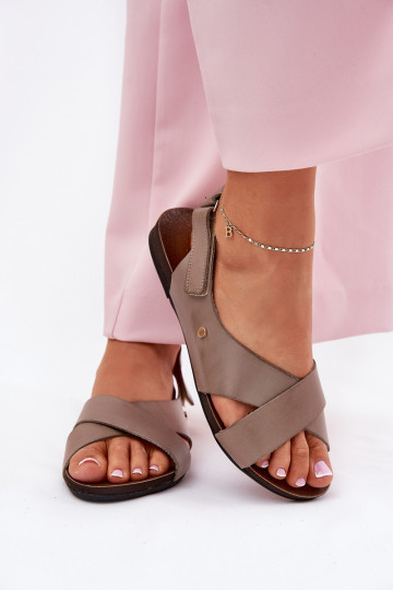 Dámske sandále s lepiacimi spojkami Zazoo 40141 béžová 2