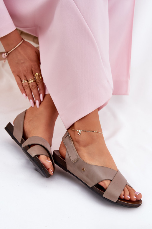 Dámske sandále s lepiacimi spojkami Zazoo 40141 béžová