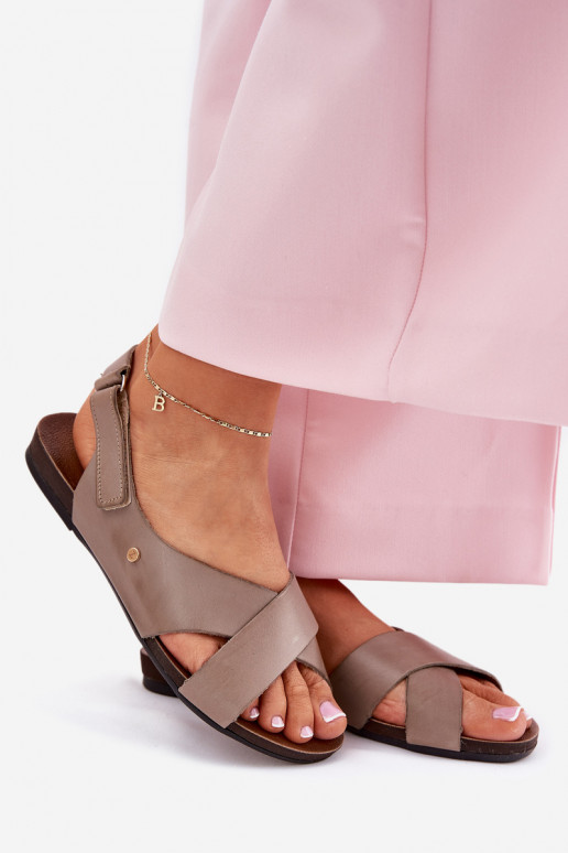 Dámske sandále s lepiacimi spojkami Zazoo 40141 béžová