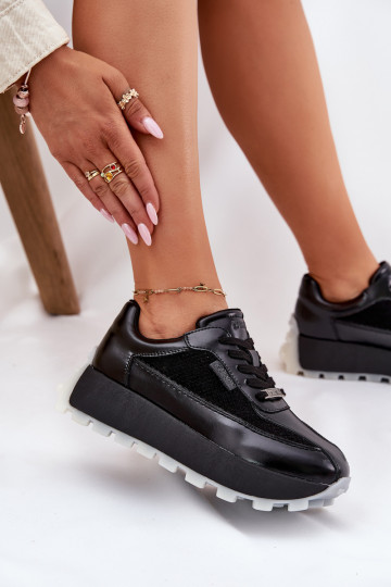 Kožené Dámske Tenisky model obuvi s platformou Big Star RR274873 HI-POLY SYSTEM čierna