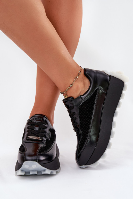Kožené Dámske Tenisky model obuvi s platformou Big Star RR274873 HI-POLY SYSTEM čierna