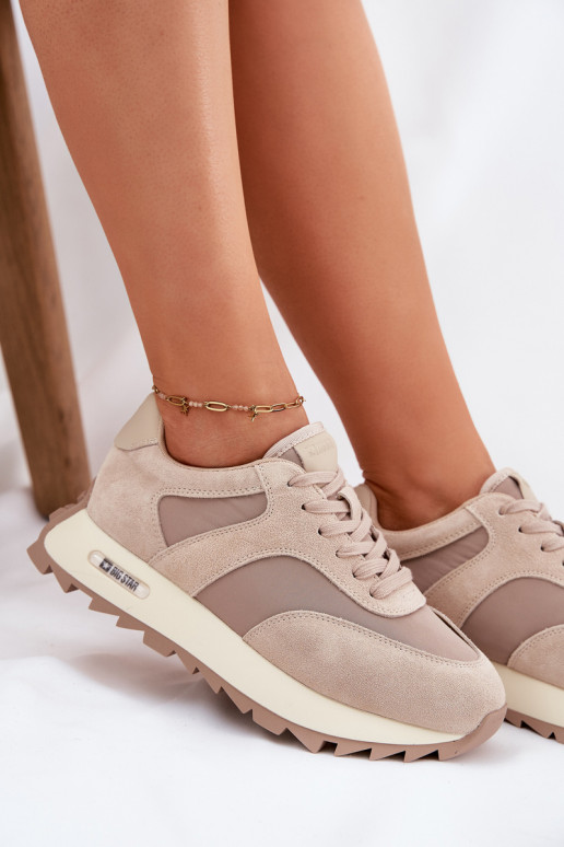 zo semišu Tenisky model obuvi s platformou Dámske Big Star RR274897 HI-POLY SYSTEM béžová