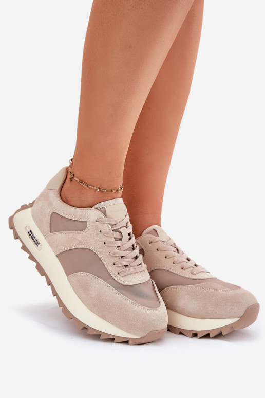 zo semišu Tenisky model obuvi s platformou Dámske Big Star RR274897 HI-POLY SYSTEM béžová