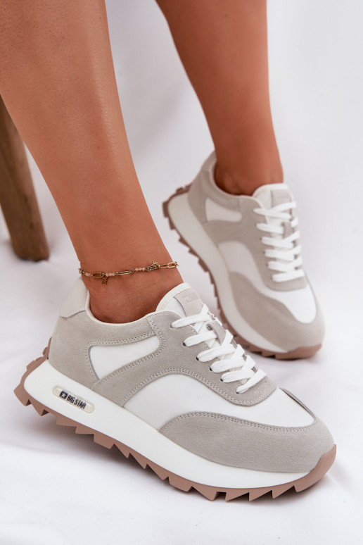 zo semišu Tenisky model obuvi s platformou Dámske Big Star RR274896 HI-POLY SYSTEM biely-sivá zo semišu Tenisky model obuvi s platformou Dámske Big Star RR274896 HI-POLY SYSTEM biely-sivá