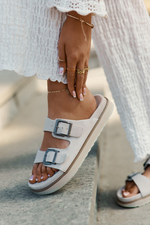 Dámske semišové papuče s prackami D.Franklin DFSH405001 béžová Dámske semišové papuče s prackami D.Franklin DFSH405001 béžová