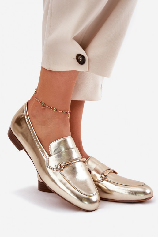 Kožené topánky dámske mokasíny Máciejka K6809-25 zlatej farby Kožené topánky dámske mokasíny Máciejka K6809-25 zlatej farby