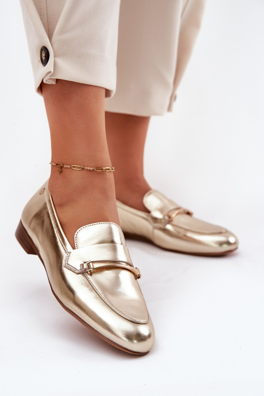 Kožené topánky dámske mokasíny Máciejka K6809-25 zlatej farby Kožené topánky dámske mokasíny Máciejka K6809-25 zlatej farby