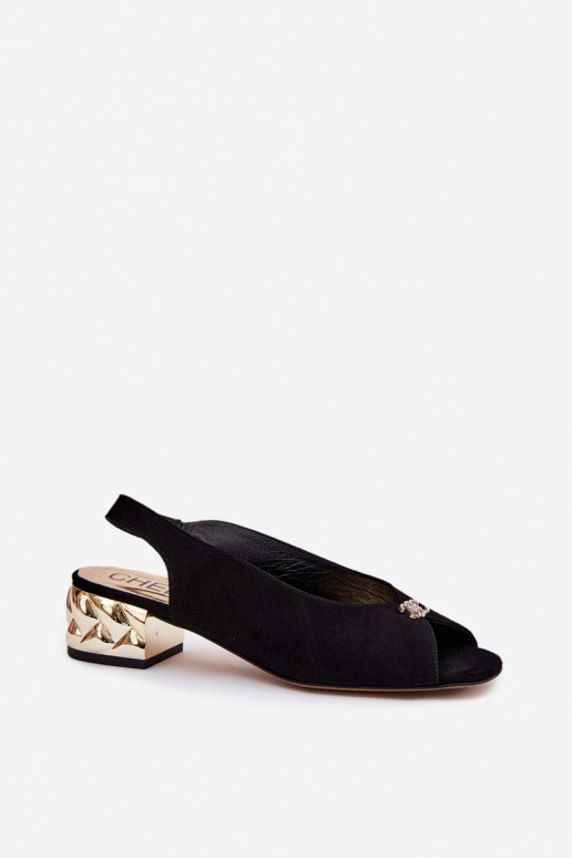 zo semišu Elegantný štýl Dámske sandále CheBello 4724 čierna zo semišu Elegantný štýl Dámske sandále CheBello 4724 čierna