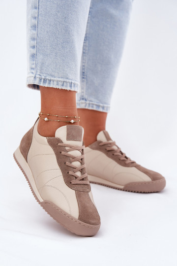 Kožené tenisky Dámske Laura Messi 2935 béžová 2