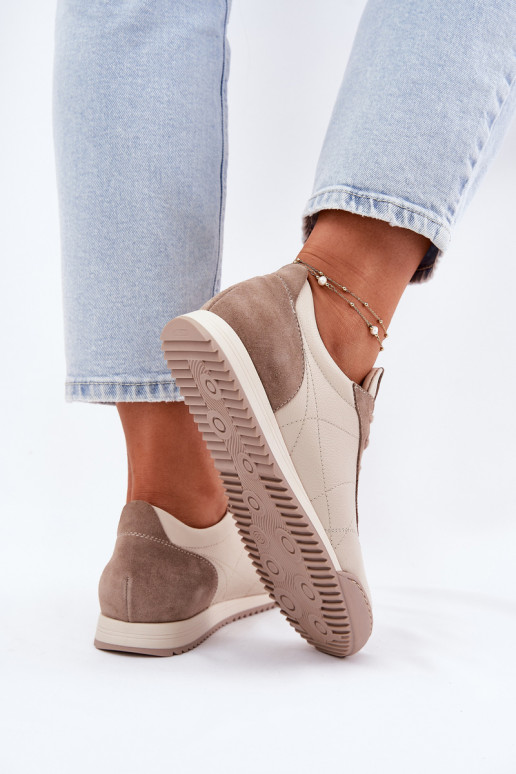 Kožené tenisky Dámske Laura Messi 2935 béžová Kožené tenisky Dámske Laura Messi 2935 béžová