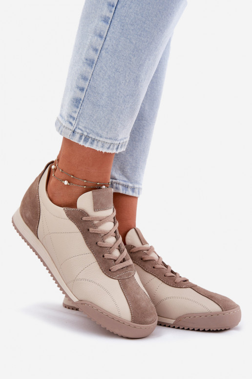 Kožené tenisky Dámske Laura Messi 2935 béžová Kožené tenisky Dámske Laura Messi 2935 béžová