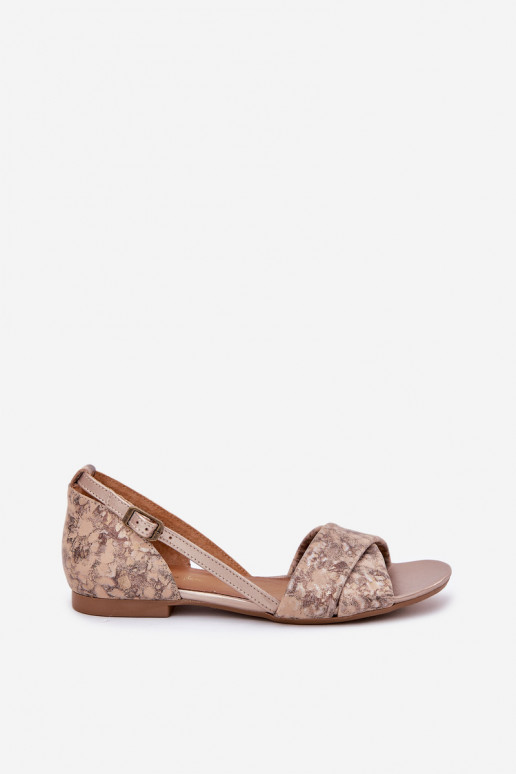 Dámske sandále rovná sa Máciejka 04614-25 zlatej farby Dámske sandále rovná sa Máciejka 04614-25 zlatej farby