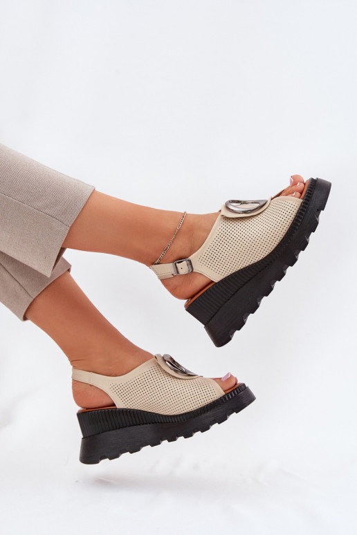 Dámske sandále Dámske Zapnuté INedge s ozdobami Artiker 56C0111 béžová Dámske sandále Dámske Zapnuté INedge s ozdobami Artiker 56C0111 béžová