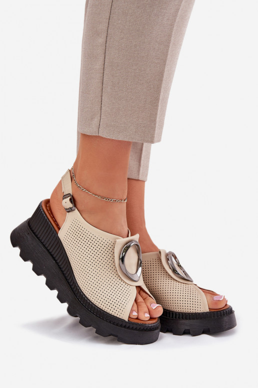 Dámske sandále Dámske Zapnuté INedge s ozdobami Artiker 56C0111 béžová Dámske sandále Dámske Zapnuté INedge s ozdobami Artiker 56C0111 béžová