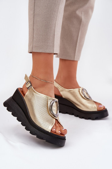 Dámske sandále Dámske Zapnuté INedge s ozdobami Artiker 56C0109 zlatej farby