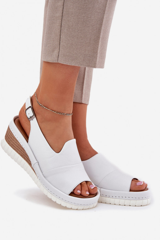 Dámske sandále Kožené Zapnuté INedge Artiker 56C0918 biela farba Dámske sandále Kožené Zapnuté INedge Artiker 56C0918 biela farba