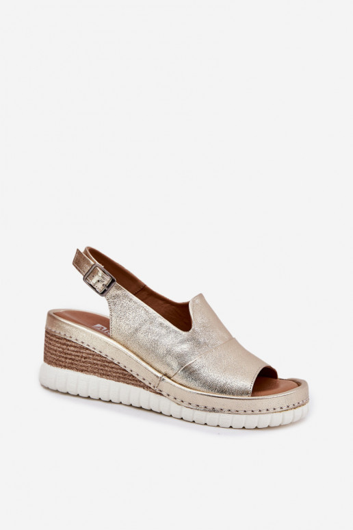 Dámske sandále Kožené Zapnuté INedge Artiker 56C0920 zlatej farby Dámske sandále Kožené Zapnuté INedge Artiker 56C0920 zlatej farby