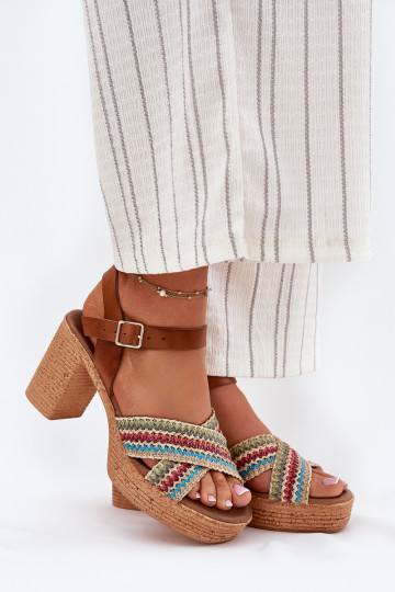 Dámske sandále na podpätku S vrkočom Do Paskach Zazoo 40460 Hnedá farba