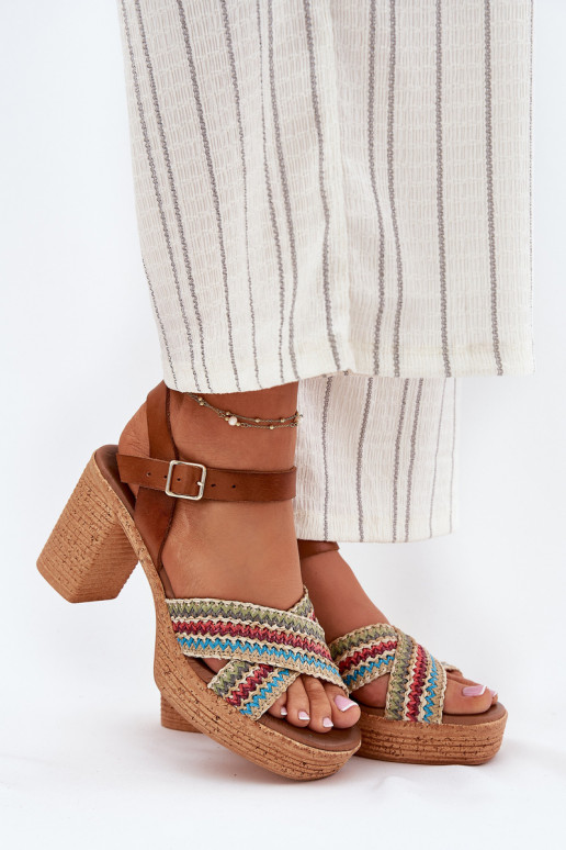 Dámske sandále na podpätku S vrkočom Do Paskach Zazoo 40460 Hnedá farba Dámske sandále na podpätku S vrkočom Do Paskach Zazoo 40460 Hnedá farba