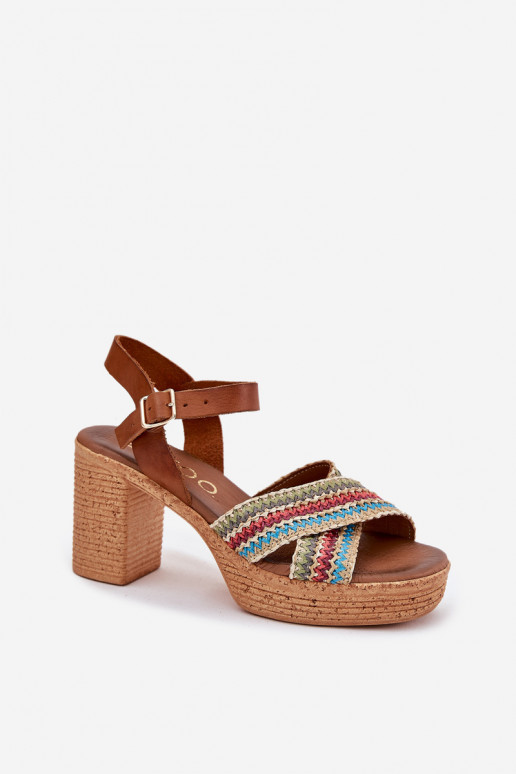 Dámske sandále na podpätku S vrkočom Do Paskach Zazoo 40460 Hnedá farba Dámske sandále na podpätku S vrkočom Do Paskach Zazoo 40460 Hnedá farba