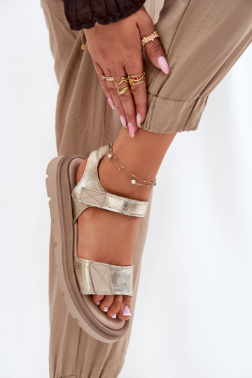 Dámske sandále Dámske s platformou Zazoo 40443 zlatej farby