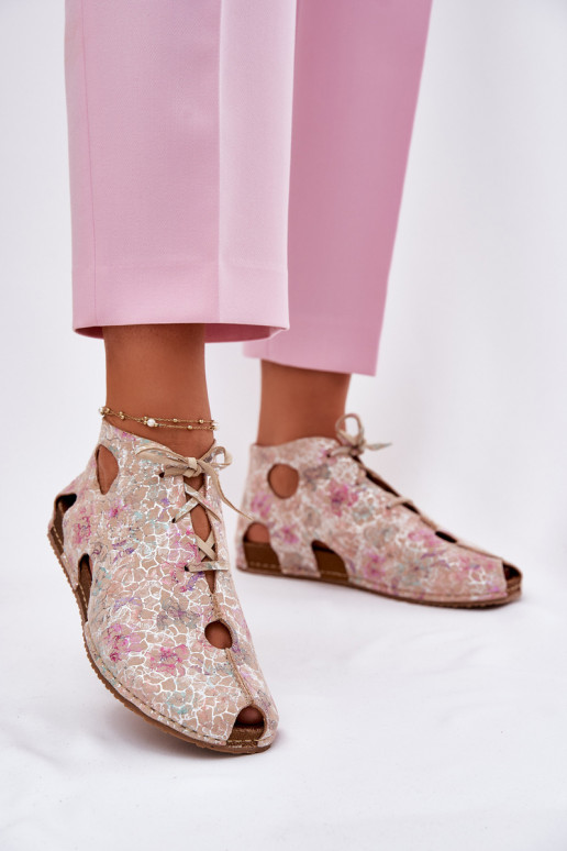 Vzorované Kožené Čižmy Máciejka 03426-48 béžová