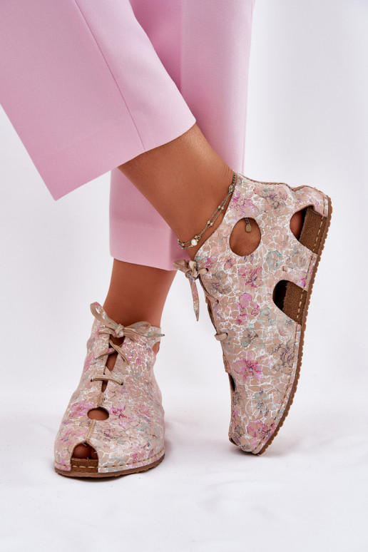 Vzorované Kožené Čižmy Máciejka 03426-48 béžová