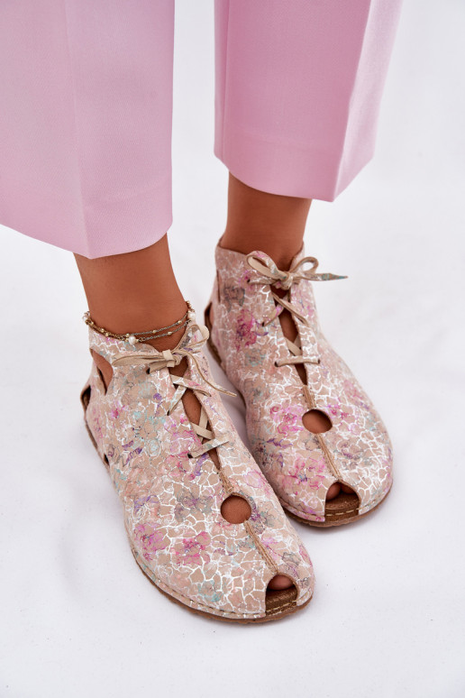 Vzorované Kožené Čižmy Máciejka 03426-48 béžová