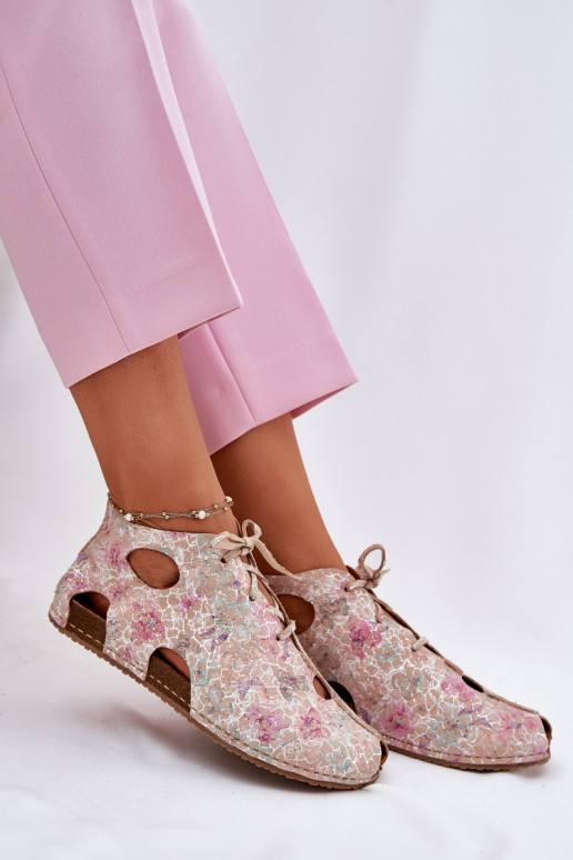 Vzorované Kožené Čižmy Máciejka 03426-48 béžová