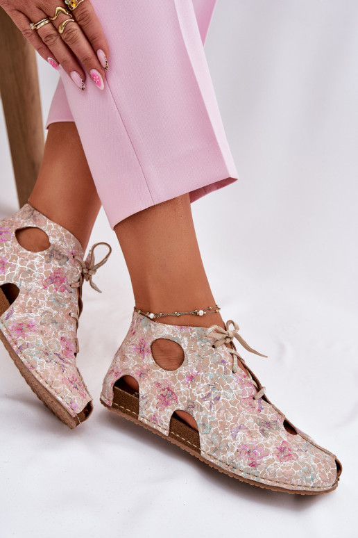 Vzorované Kožené Čižmy Máciejka 03426-48 béžová