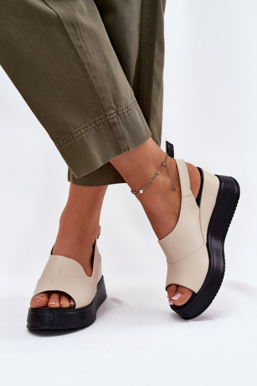 Kožené Dámske Sandále na platforme Artiker 54C0401 béžová Kožené Dámske Sandále na platforme Artiker 54C0401 béžová