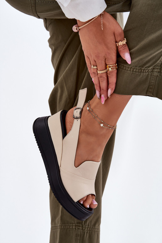 Kožené Dámske Sandále na platforme Artiker 54C0401 béžová Kožené Dámske Sandále na platforme Artiker 54C0401 béžová