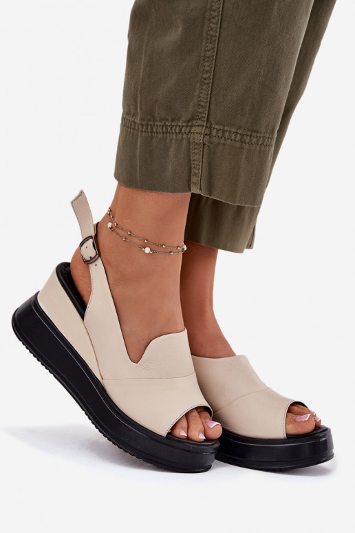 Kožené Dámske Sandále na platforme Artiker 54C0401 béžová Kožené Dámske Sandále na platforme Artiker 54C0401 béžová